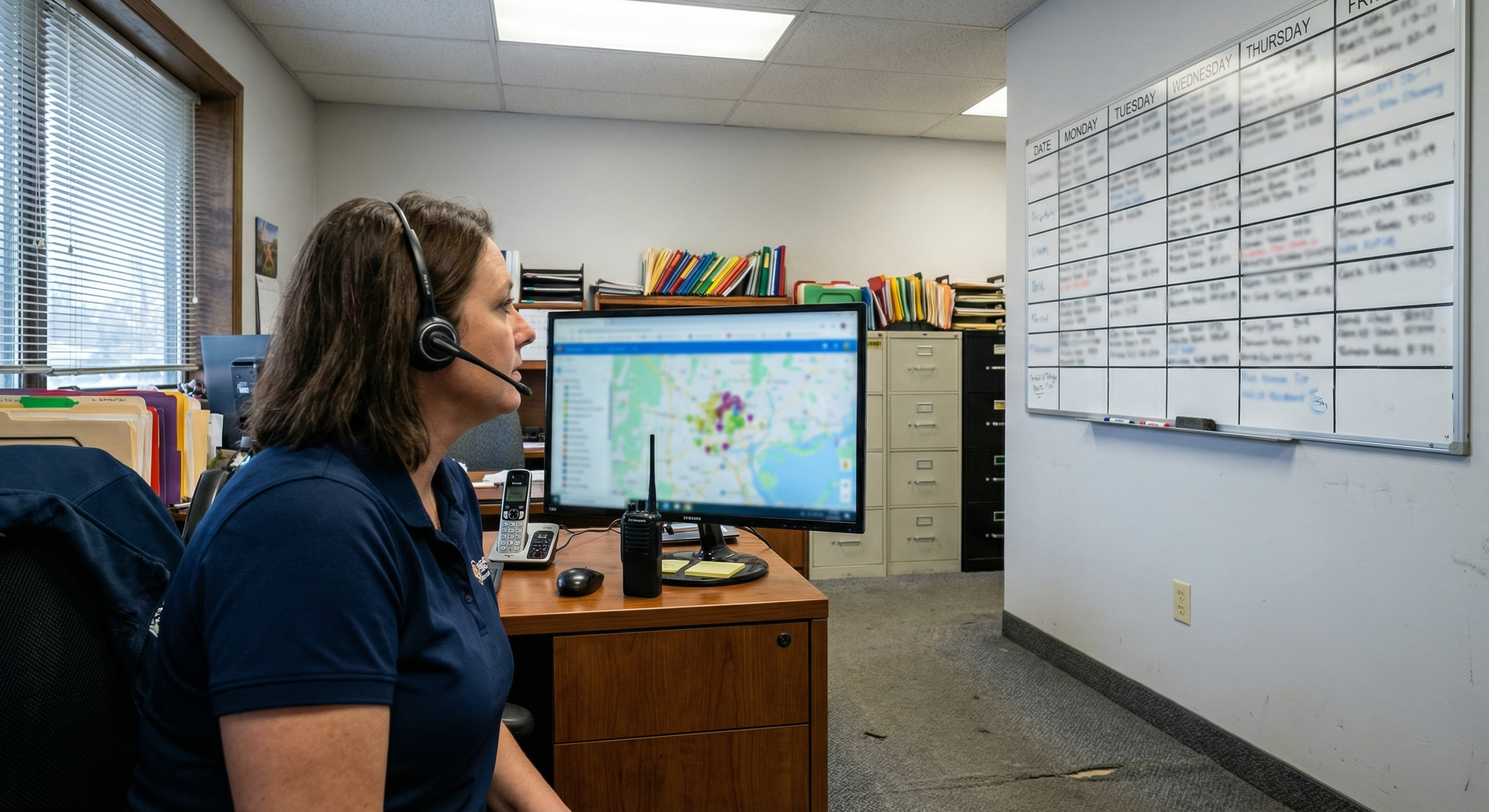 Dispatcher desk at a home services company