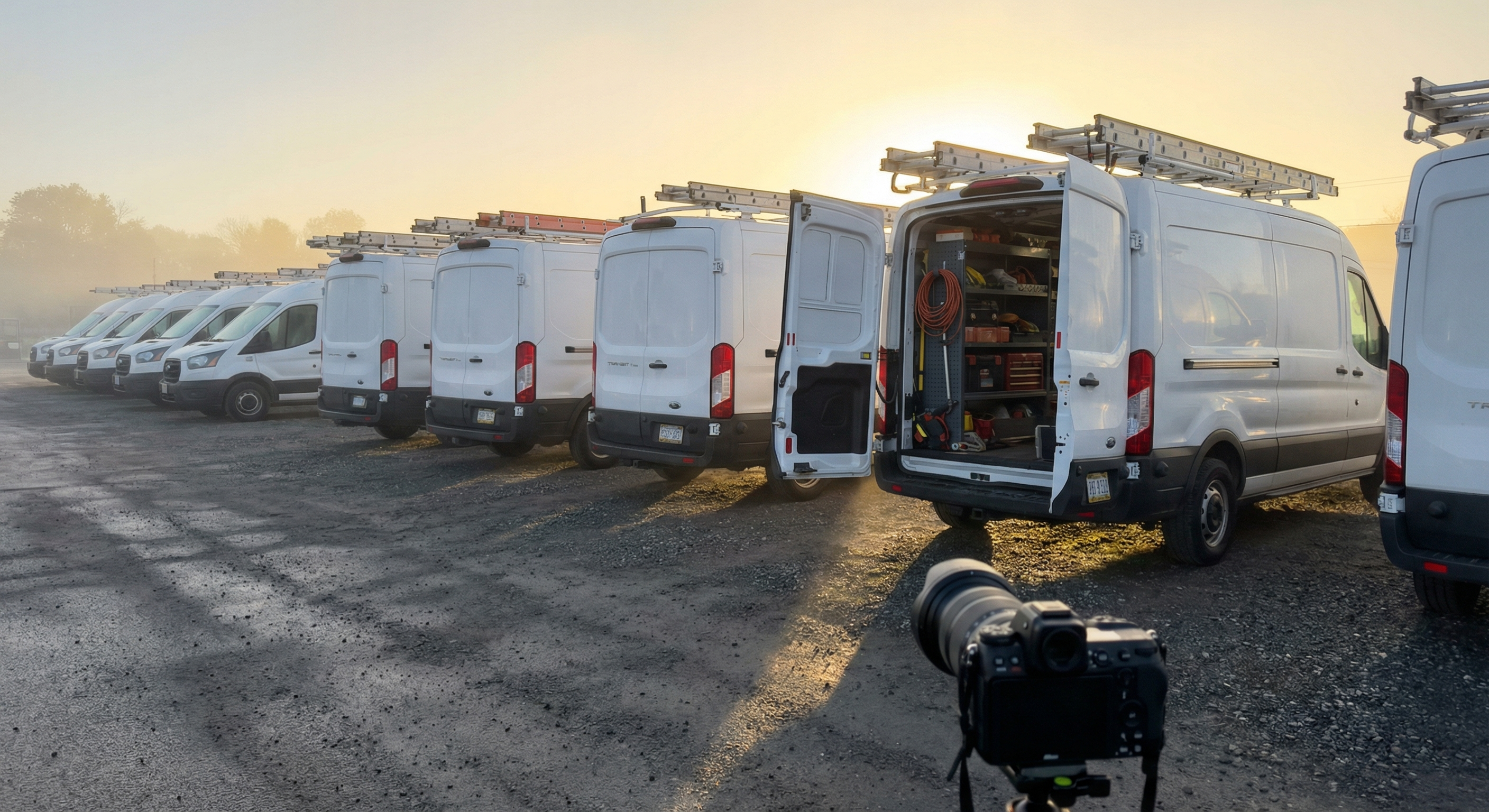 Service vans at dawn