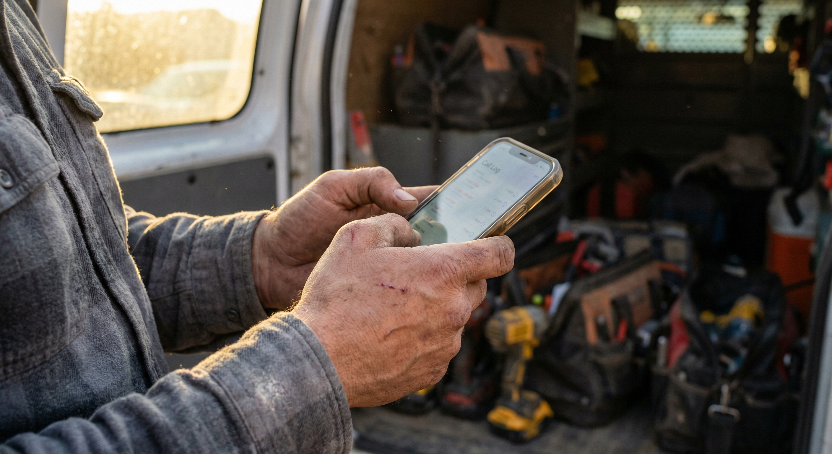 Technician checking missed calls