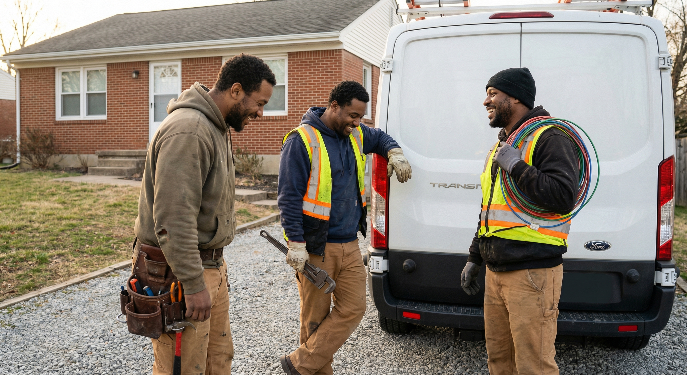 Trade workers morning huddle